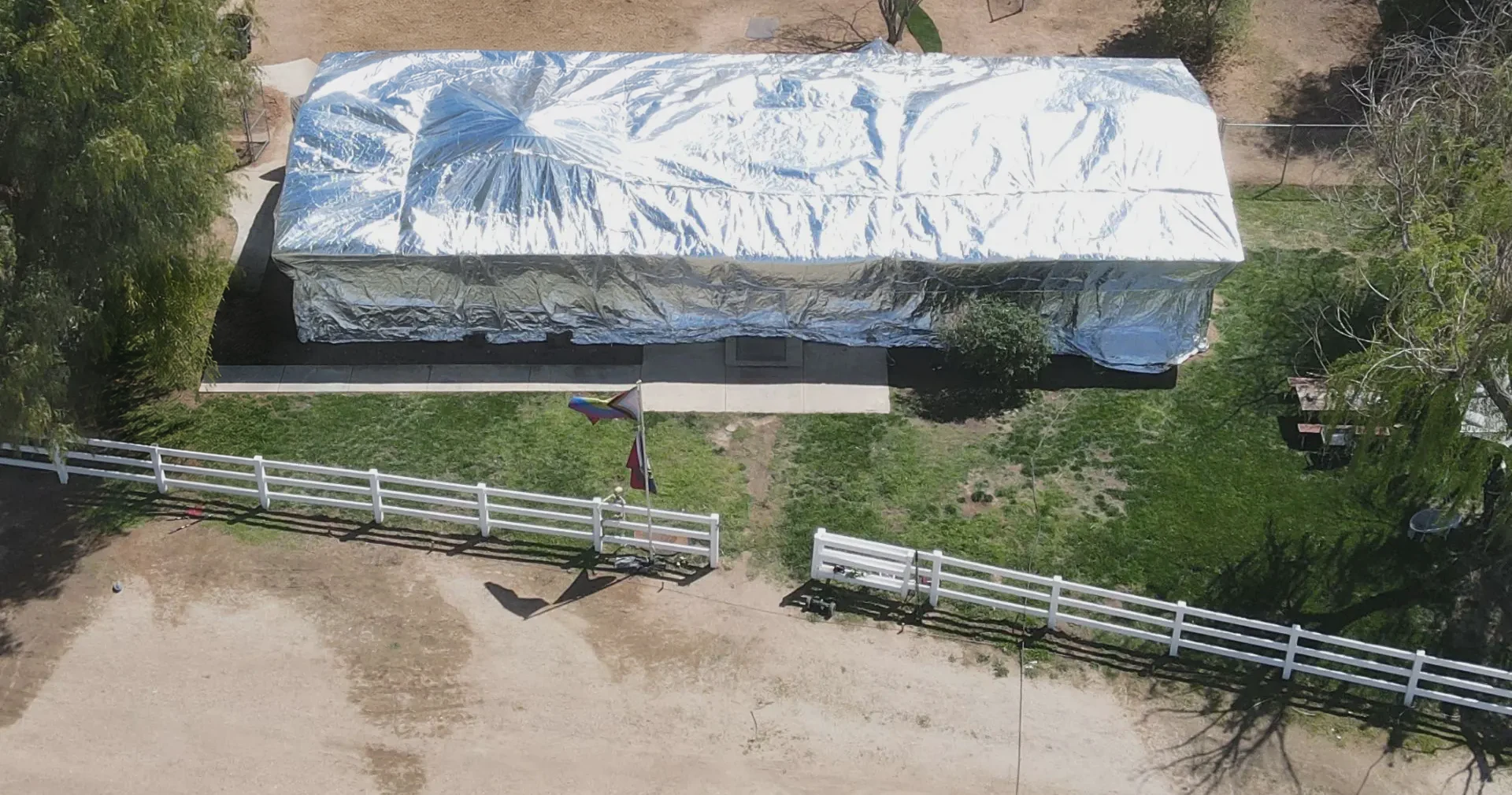 Single-story home fully wrapped in FireFoil™ aluminized structure wrap