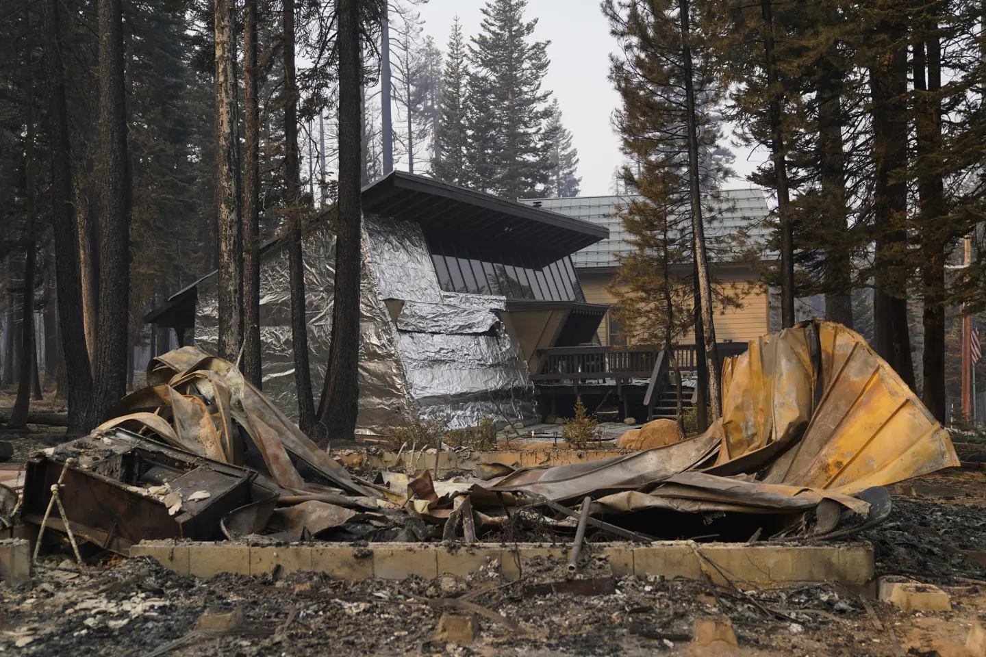 Aluminum wrap used to protect homes in California wildfires